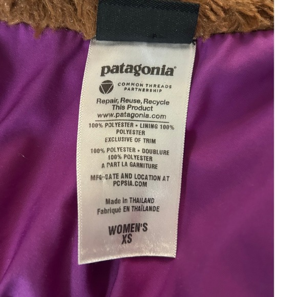 Patagonia Women's Fleece Jacket Brown Button Front Pockets‎ Size XS - Picture 6 of 9